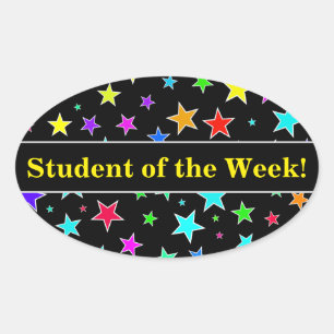 Pegatina Ovalada Alabanza del estudiante + Diversión, modelo de