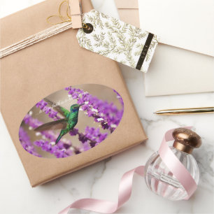 Pegatina Ovalada Alas de Faith Sparkling Violet ears Hummingbird
