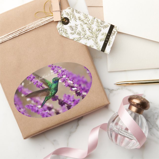 Pegatina Ovalada Alas de Faith Sparkling Violet ears Hummingbird (Regalar)