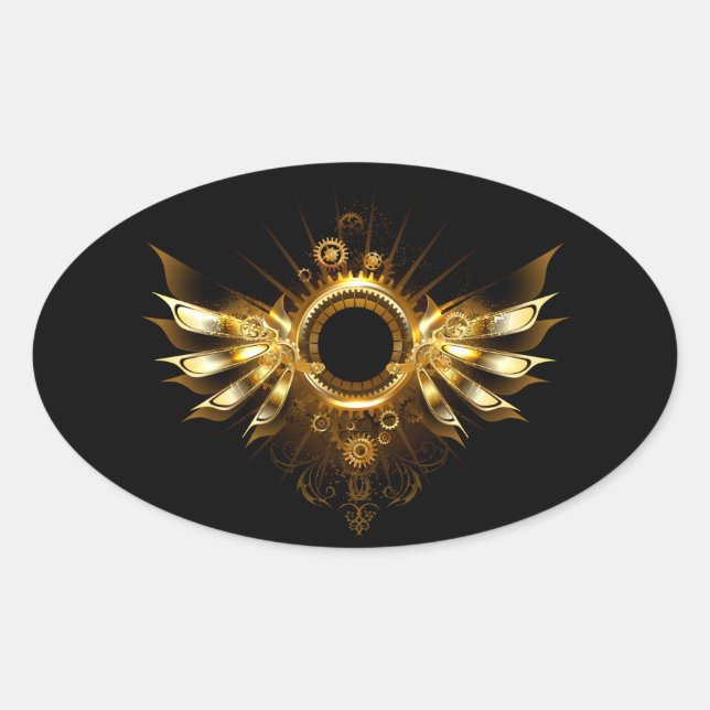 Pegatina Ovalada alas de steampunk (Anverso)
