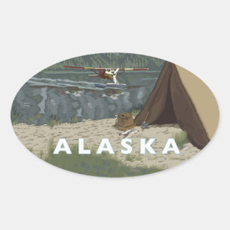 Pegatina Ovalada Alaska Bush Plane Souvenirs