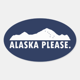Pegatina Ovalada Alaska Please