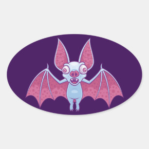 Pegatina Ovalada Albino Vampire Bat