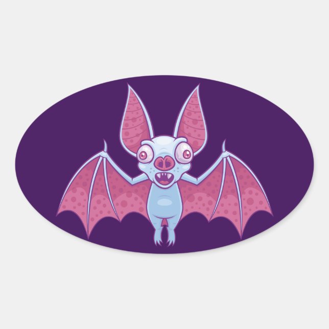 Pegatina Ovalada Albino Vampire Bat (Anverso)