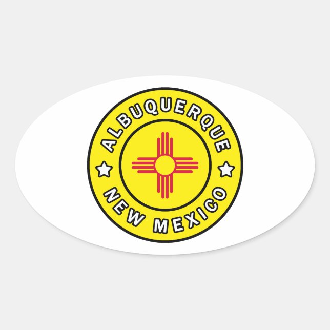 Pegatina Ovalada Albuquerque Nuevo México (Anverso)