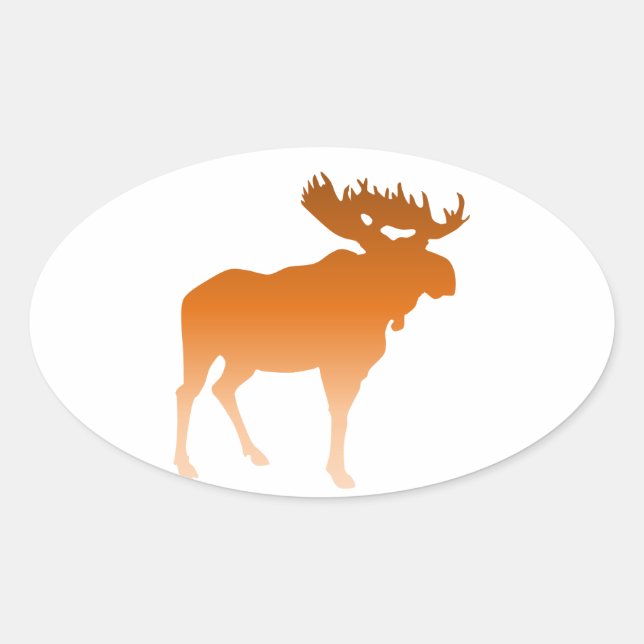Pegatina Ovalada Alces anaranjados (Anverso)
