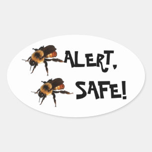 Pegatina Ovalada ¡Alerta De Abejas, Abeja Segura! Abejas de miel
