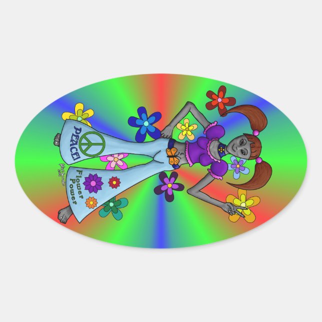 Pegatina Ovalada Alien Hippy Oval (Anverso)