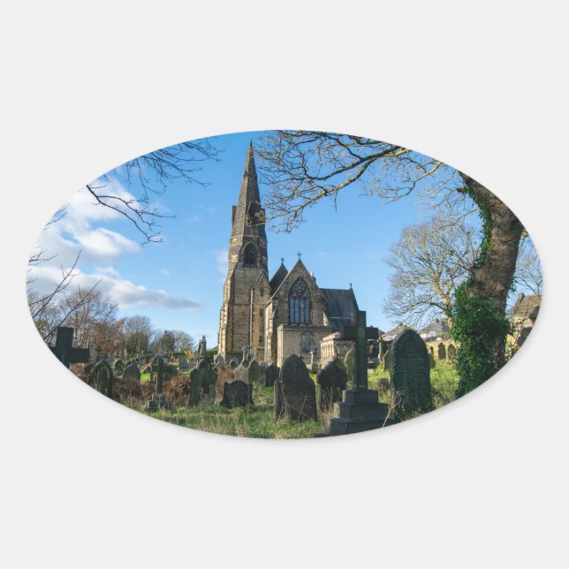 Pegatina Ovalada All Saints Church, Salterhebble (Anverso)