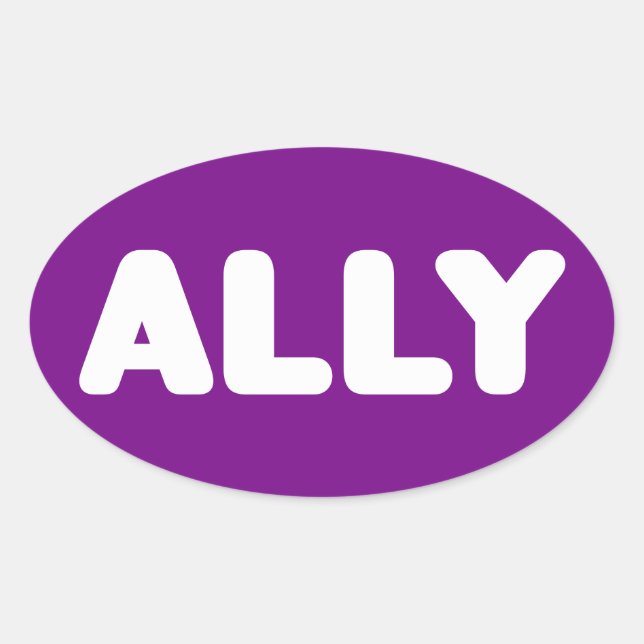 Pegatina Ovalada Ally LGBTQ Straight Ally Spirit Day White & Purple (Anverso)