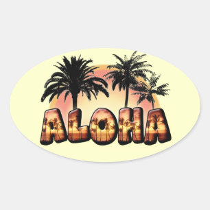 Pegatina Ovalada Aloha