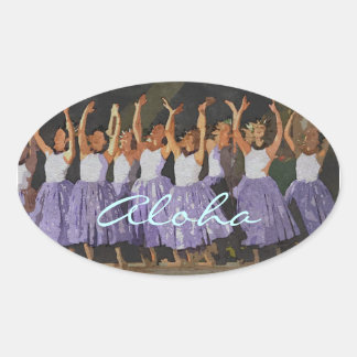 Pegatina Ovalada Aloha Hula