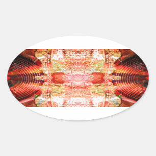 Pegatina Ovalada Altavoces de audio calientes del grunge