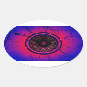 Pegatina Ovalada Altavoz musical en una pared rota