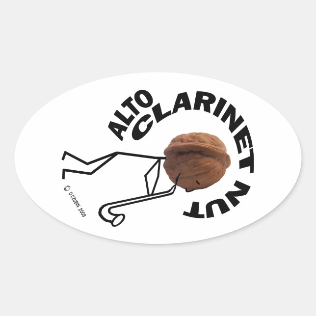 Pegatina Ovalada ¡Alto Clarinet Nut! (Anverso)