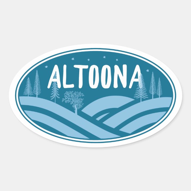 Pegatina Ovalada Altoona Pennsylvania Al aire libre (Anverso)