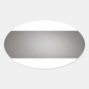 Pegatina Ovalada Aluminio cepillado de plata a rayas