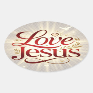 Pegatina Ovalada Ama a Jesús