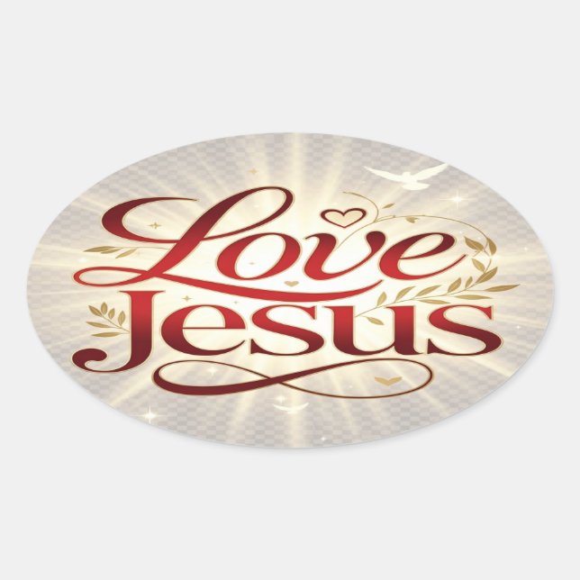 Pegatina Ovalada Ama a Jesús (Anverso)