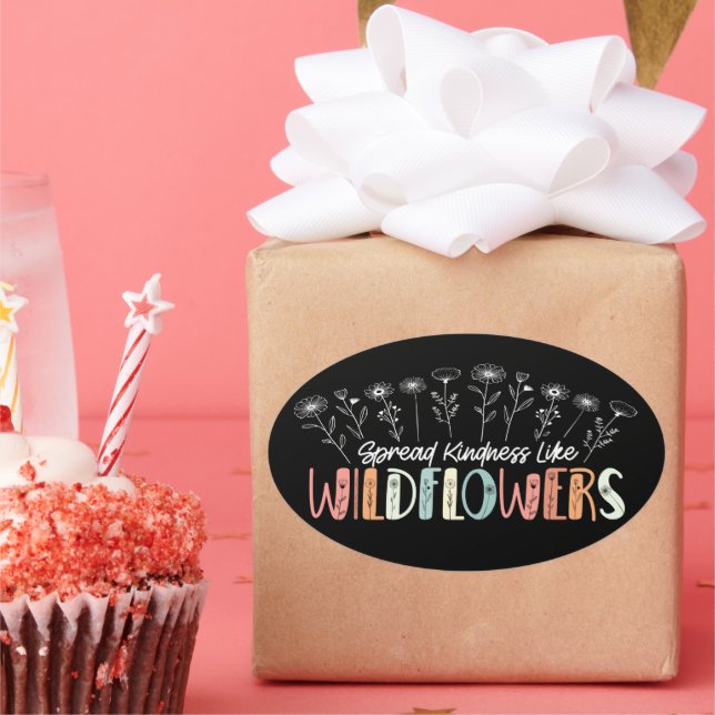 Pegatina Ovalada Amabilidad extendida como flores silvestres Inspir (Fiesta)