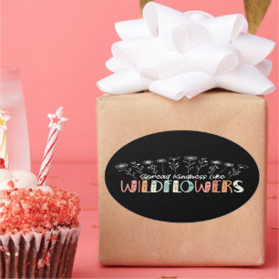 Pegatina Ovalada Amabilidad extendida como flores silvestres Inspir