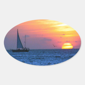 Pegatina Ovalada Amanecer occidental clave