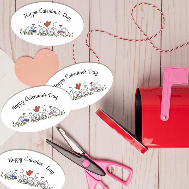 Pegatina Ovalada Amantes de la bicicleta Valentine (Subido por el creador)