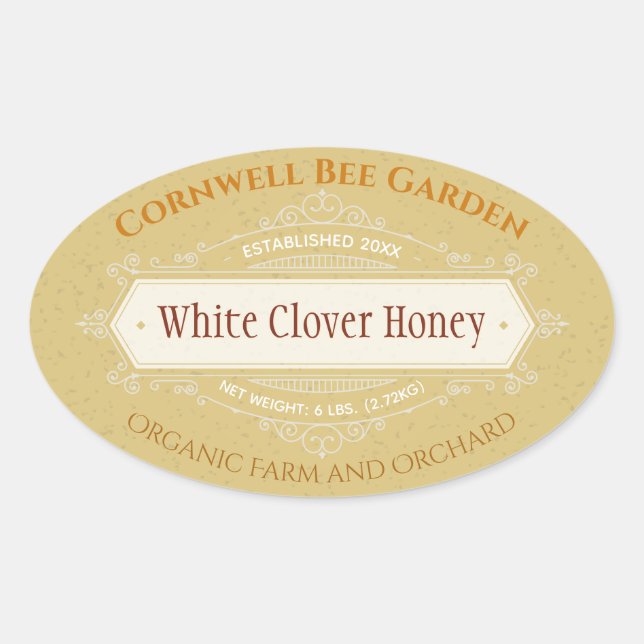 Pegatina Ovalada Amber Honey Jar (Anverso)