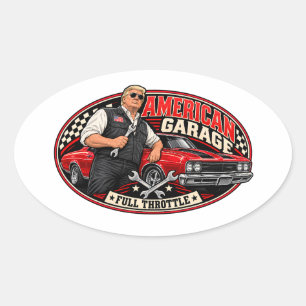 Pegatina ovalada American Garage Full Throttle