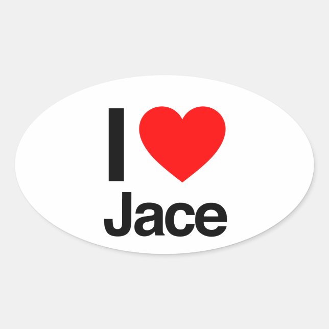 Pegatina Ovalada amo a jace (Anverso)