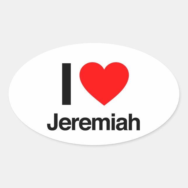 Pegatina Ovalada amo a jeremiah (Anverso)
