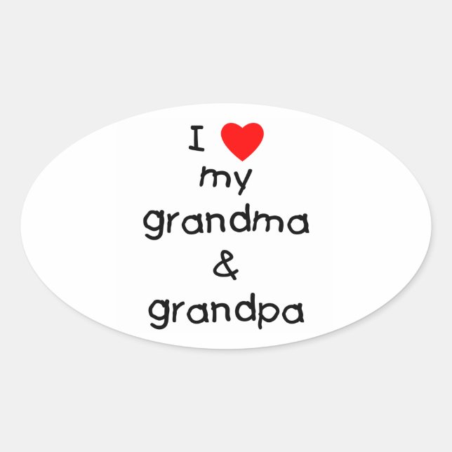 Pegatina Ovalada Amo a mi abuela y abuelo (Anverso)