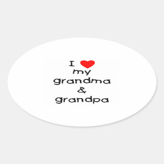 Pegatina Ovalada Amo a mi abuela y abuelo