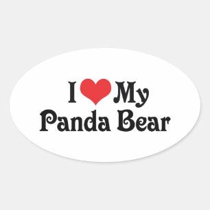 Pegatina Ovalada Amo a mi oso panda