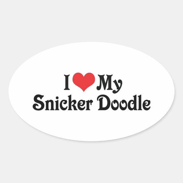 Pegatina Ovalada Amo a mi Snicker Doodle (Anverso)