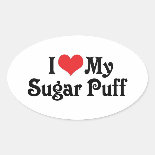 Pegatina Ovalada Amo a mi Sugar Puff (Anverso)