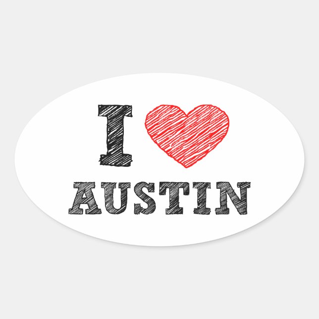 Pegatina Ovalada Amo Austin (Anverso)