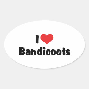 Pegatina Ovalada Amo bandicotas del corazón