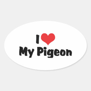 Pegatina Ovalada Amo corazón mi paloma - Amante de las aves