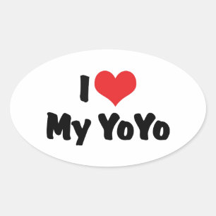 Pegatina Ovalada Amo Corazón Mi YoYo