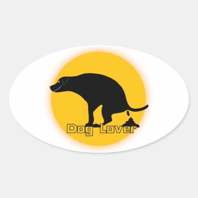 Pegatina Ovalada Amo del perro divertido perro perro cantero (Anverso)