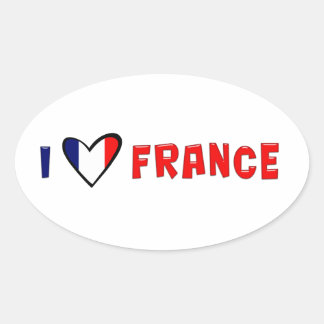 Pegatina Ovalada Amo Francia