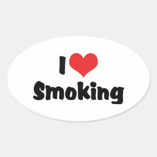Pegatina Ovalada Amo fumar con corazón - Fumadores de cigarrillos d