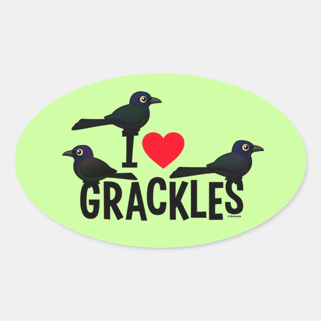 Pegatina Ovalada Amo Grackles (Anverso)