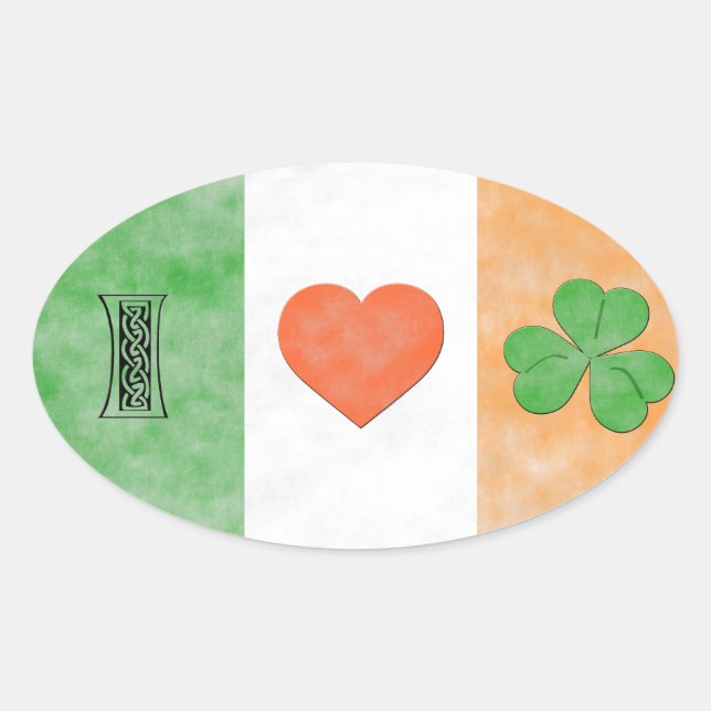 Pegatina Ovalada Amo Irlanda (Anverso)