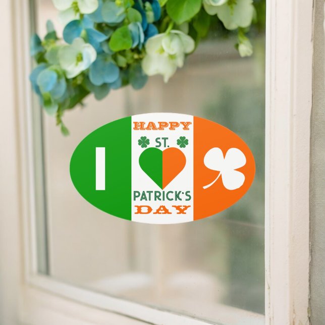 Pegatina Ovalada Amo Irlanda (saint patricks day party theme sticker,birthday party sticker,gift pack,envelope,return gift sticker)