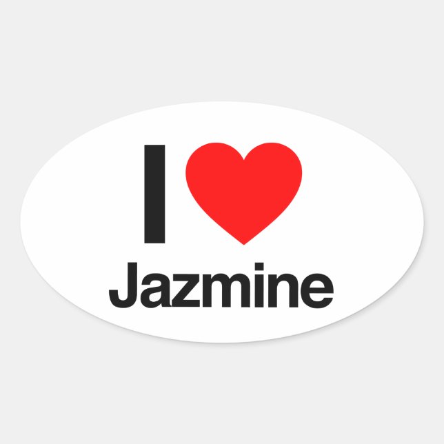 Pegatina Ovalada amo jazmine (Anverso)