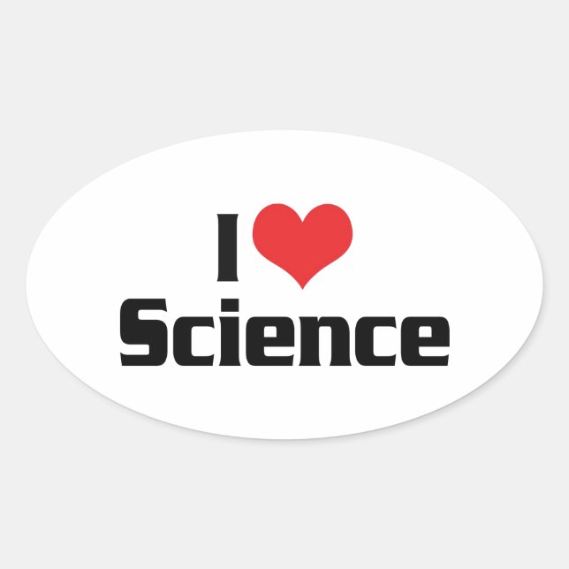 Pegatina Ovalada Amo la ciencia del corazón (Anverso)