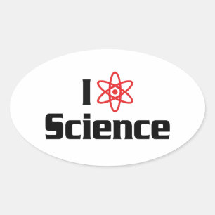 Pegatina Ovalada Amo la ciencia del corazón - científico de física 