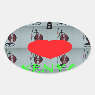 Pegatina Ovalada Amo la impresión de arte en Kenia